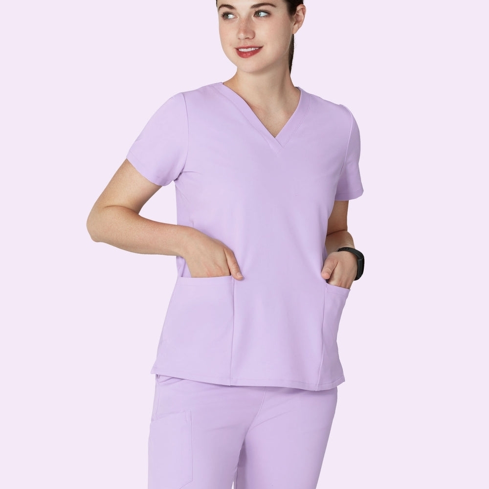Lavender V-Neck Women's Scrub Top